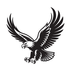 Fototapeta premium Eagle vector silhouette flying with spread wings simple design icon