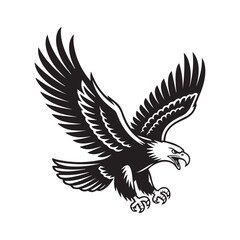 Obraz premium Eagle in flight vector illustration with wings and feathers flying like a wild bird logo design