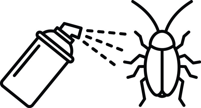 Insecticide pest control, aerosol spray being used to kill an insect vector illustration 