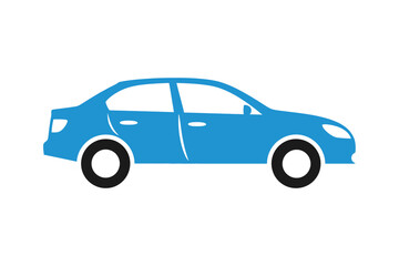 Blue sedan automobile icon representing personal transport and mobility