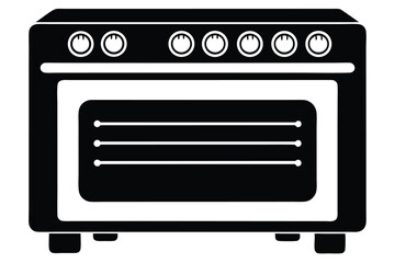Obraz premium electric oven black and white silhouette on white background