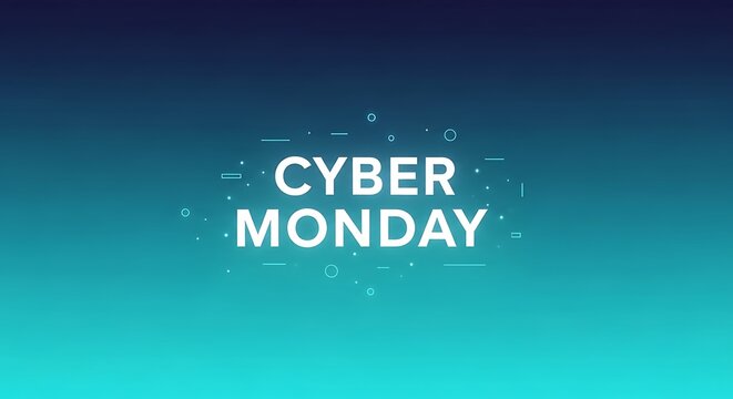 Digital marketing banner for a major online shopping event with bold typography on a blue and turquoise gradient background