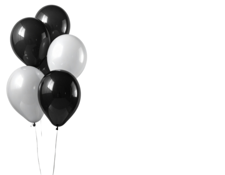 Minimalist Floating Black and White Balloons PNG