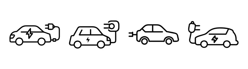 Fototapeta premium Electric car charging symbols representing sustainable transportation and green energy concepts
