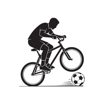 Dynamic cycle ball player in action on bicycle