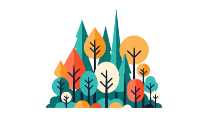 Stylized Forest Landscape with Geometric Trees and Natural Colors