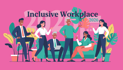 Diverse team promoting an inclusive workplace environment for the future and corporate success