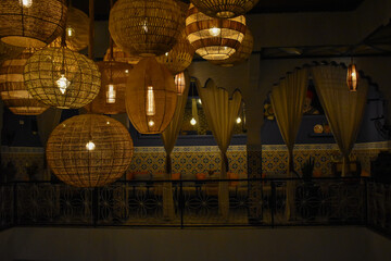 indoor lighting in Moroccan hotel
