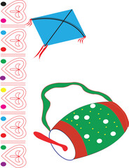 envelope with letter to santa and kite illustration in christmas design