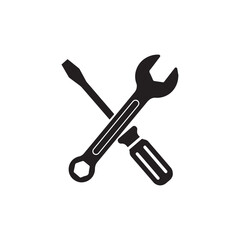 Flat style screwdriver and wrench icon set for tools and repair