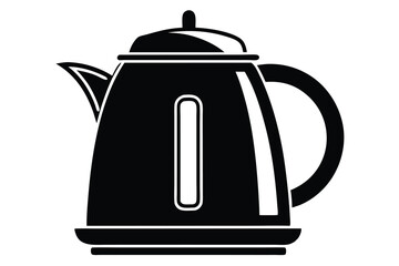 electric kettle black and white silhouette on white background