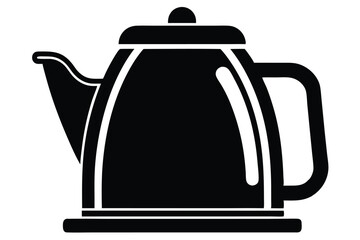 electric kettle black and white silhouette on white background