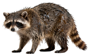 Fototapeta premium Wet Raccoon Isolated on White Background