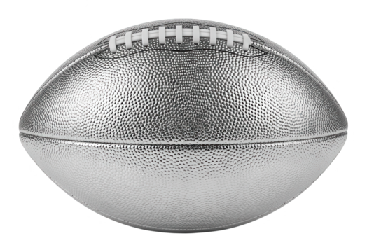 Silver American Football on White Background