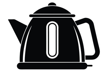 Fototapeta premium electric kettle black and white silhouette on white background