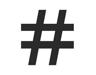 Obraz premium A bold, black hashtag symbol is centered on a clean, white background
