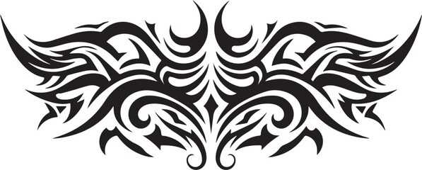 Symmetrical tribal tattoo design, abstract flourish decoration f
