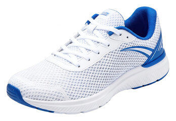 White and Blue Running Shoe Isolated on White Background