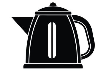 electric kettle black and white silhouette on white background