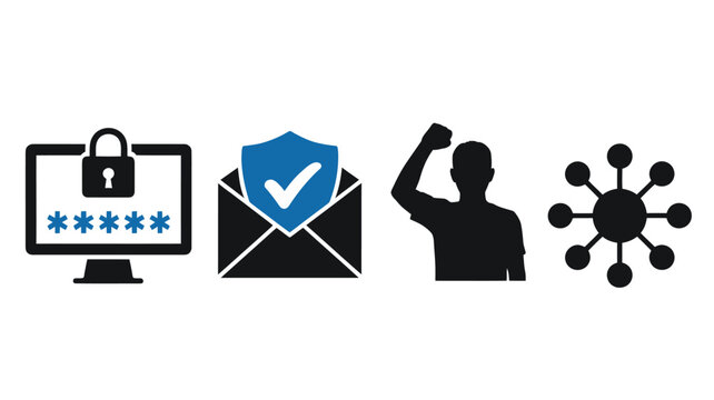 Set of security and protest icons simple flat vector design element for web and mobile apps isolated on white background