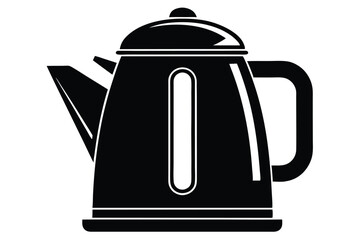electric kettle black and white silhouette on white background