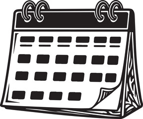 Monochrome calendar illustration with distinctive tribal tattoo