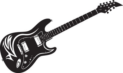 Electric guitar vector illustration featuring tribal-inspired ae