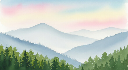 Obraz premium illustration of mountains with fog