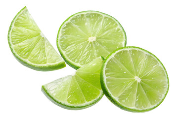 limes isolated on transparent white background clipping path