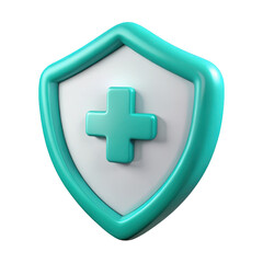 Obraz premium 3d medical shield icon with plus symbol isolated on transparent background