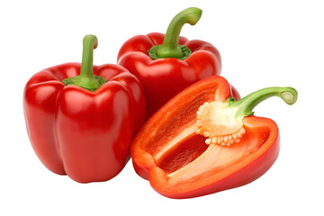 red peppers isolated on transparent white background clipping path