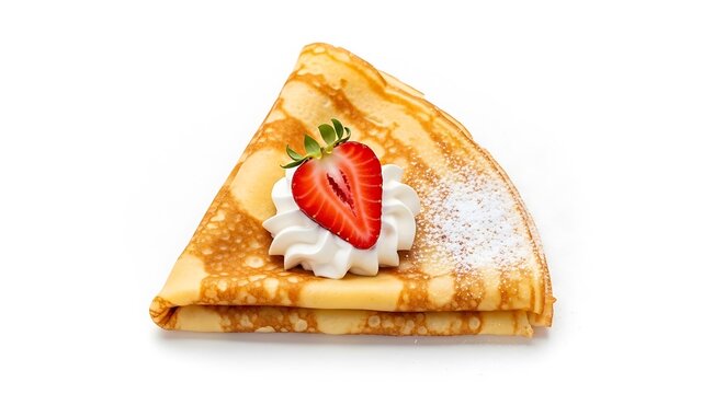 Delicious Crepe with Strawberry and Whipped Cream - Powered by Adobe