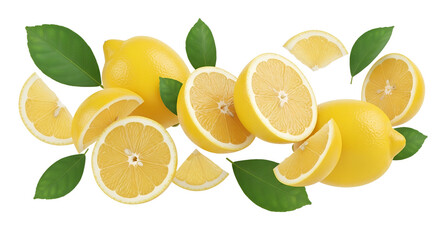 lemons isolated on transparent white background clipping path