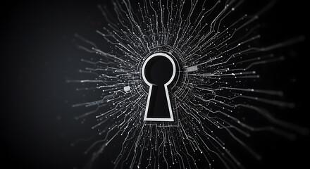 Digital Keyhole with Glowing Circuit Lines technology