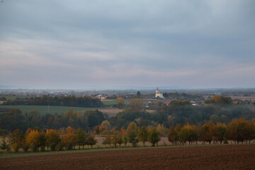 Autumn nature bohemia with sunset