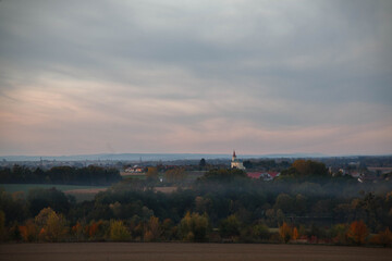 Autumn nature bohemia with sunset