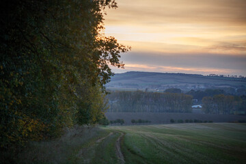 Autumn nature bohemia with sunset