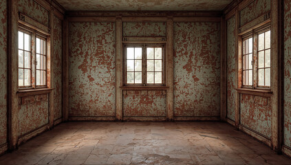 Fototapeta premium Aged Walls in a Faded Room Evoking Forgotten Memories