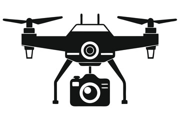 drone black and white silhouette on white background