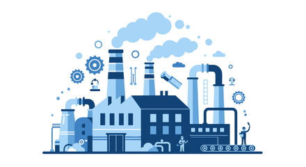 Industrial factory vector illustration Manufacturing production and industry infrastructure concept