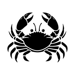 Stylized black crab silhouette on a clean white background