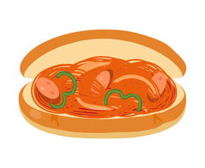 ナポリタンパンのイラスト