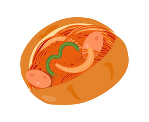 ナポリタンパンのイラスト