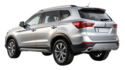 Fototapeta premium Silver suv isolated on transparent background, a modern vehicle with sleek design and features
