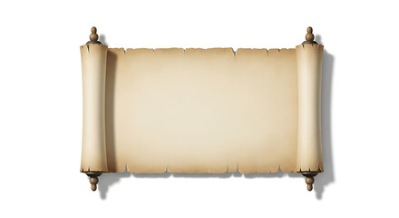 Ancient scroll with frayed edges and decorative rollers