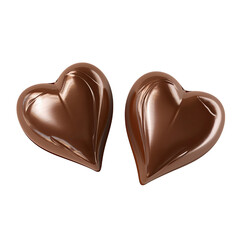 Obraz premium Two Shiny Chocolate Hearts isolated on transparent background Remove png