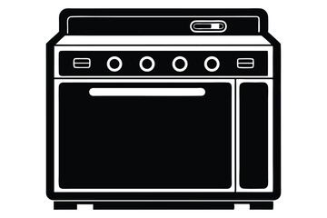 dishwasher black and white silhouette vector illustration
