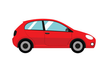 Modern Red Compact City Car Vector Design
