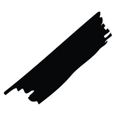 Black paint stroke with rough edges on a white background abstract art