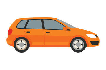 Orange Family Hatchback Vector Illustration